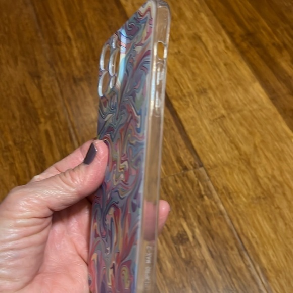 Plastic 13 Pro Max iPhone phone case. Pastel swirl design - Picture 13 of 15